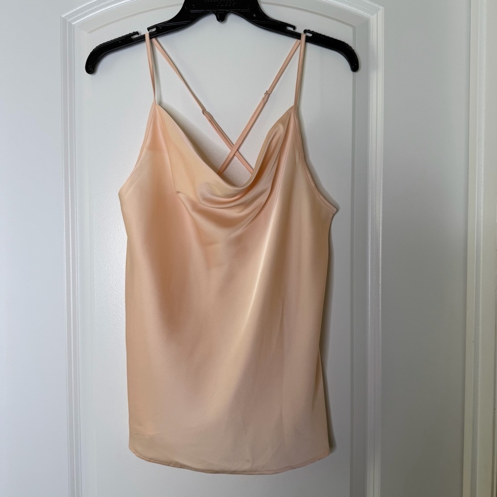 Ekouaer Champagne NWT Satin Coquette Cami Size S Strappy Back Silky Blouse - Picture 3 of 9